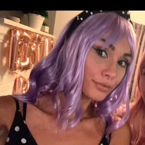 Lavender wig with bangs